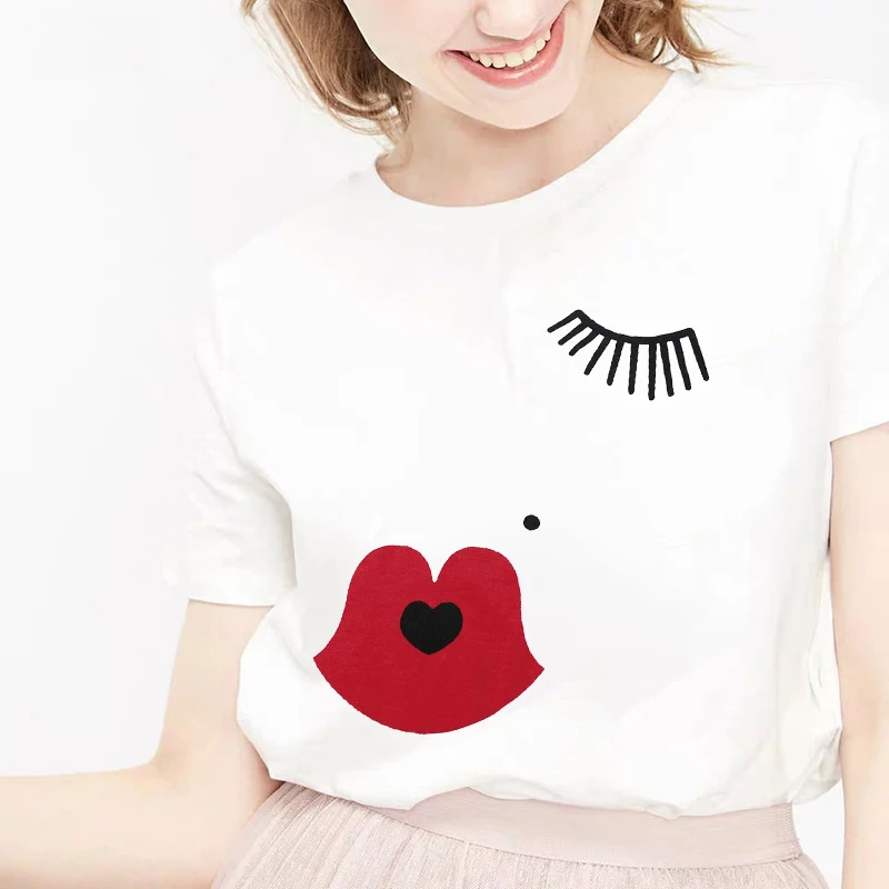 camiseta tee shirts female T-shirt koszulki damskie Harajuku Tshirt Lip Lipstick Tops Tee Women's Summer T Shirt Feminina | Женская