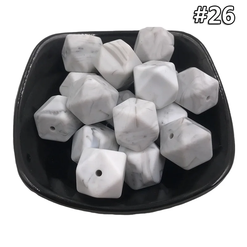 5PCS Beads 26 5 шт./компл. силиконовые шестигранные шарики 17 мм Силиконовые Шарики фитинг BPA бесплатно пищевого качества детские жевательные прорезыватели Прорезыватель Соска клип игрушка - Цвет: 5PCS Beads 26
