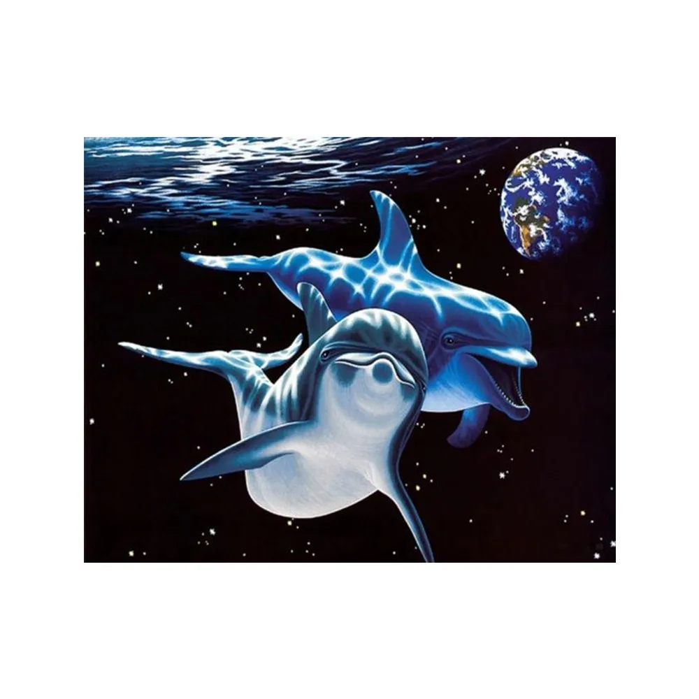 

SKTN Round Diamond Submarine Landscape Diamond Painting Dolphin Sea Turtle Fish DIY Diamond Embroidery Kit Home Decoration