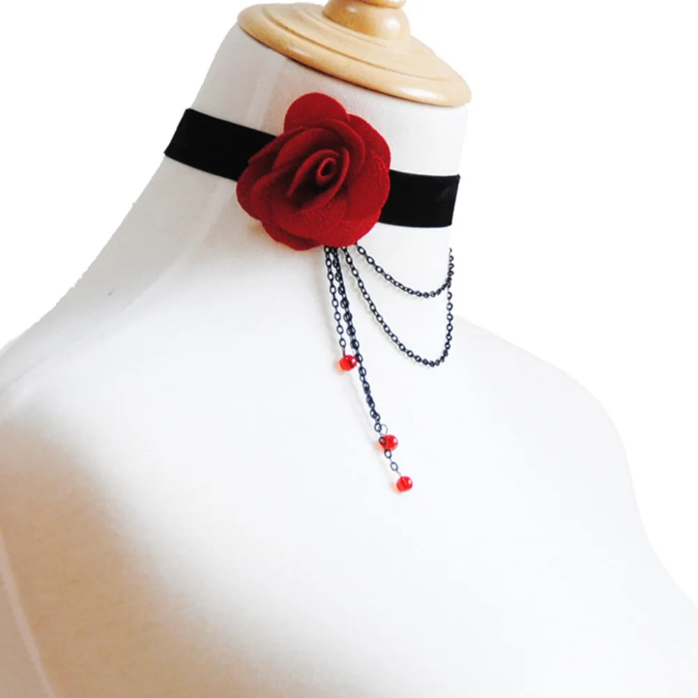 Богемные ювелирные изделия Красный цветок Чокеры ожерелья для женщин подарок