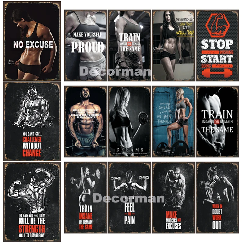 

[ Mike86 ] Fitness Motivation Health Metal sign Wall Plaque Retro Sports Posters Painting Bar Decor LTA-2016 20*30 CM