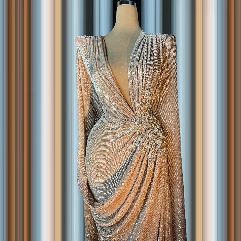 

Vintage 2020 Elegant Evening Dress Sheath Floor-Length Long Sleeves Applique Robe De Soiree Aibye Prom Dress Middle East Dubai