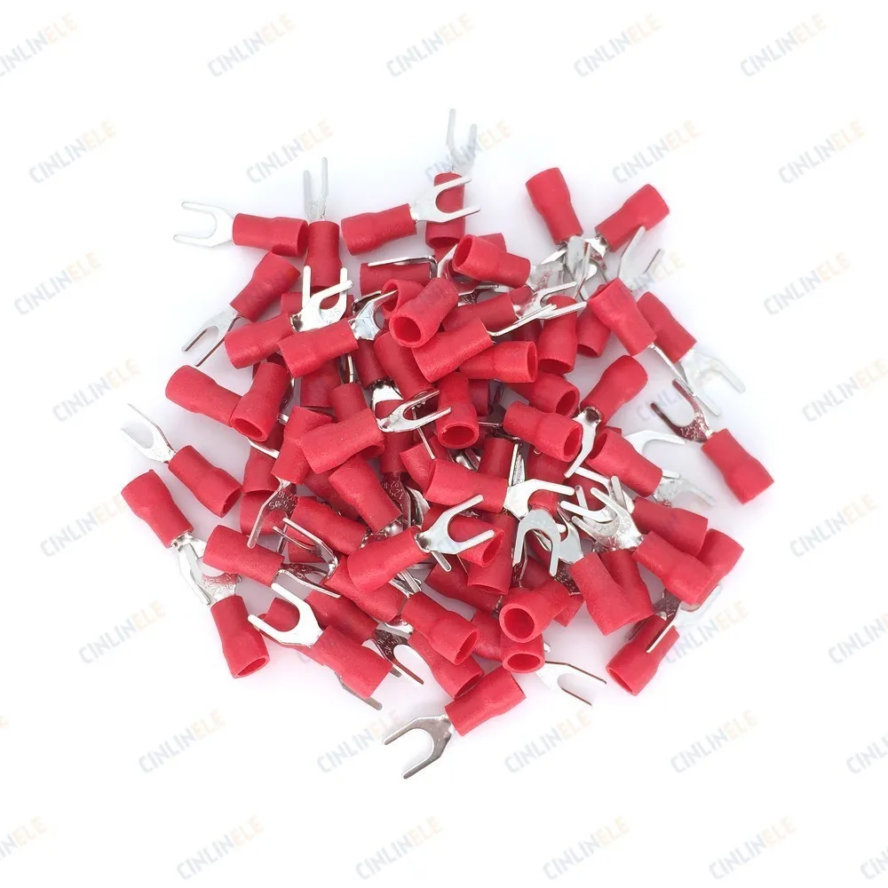50 шт. Вилка обжимная Клемма для изоляции фотогалерея Фотогалерея|wire connector|fork