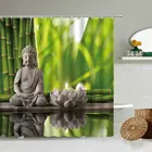 Дзен зеленая бамбуковая свеча Лотос Будда каменная статуя занавеска для душа весенние аксессуары для ванной с крючком водонепроницаемый тканевый экран