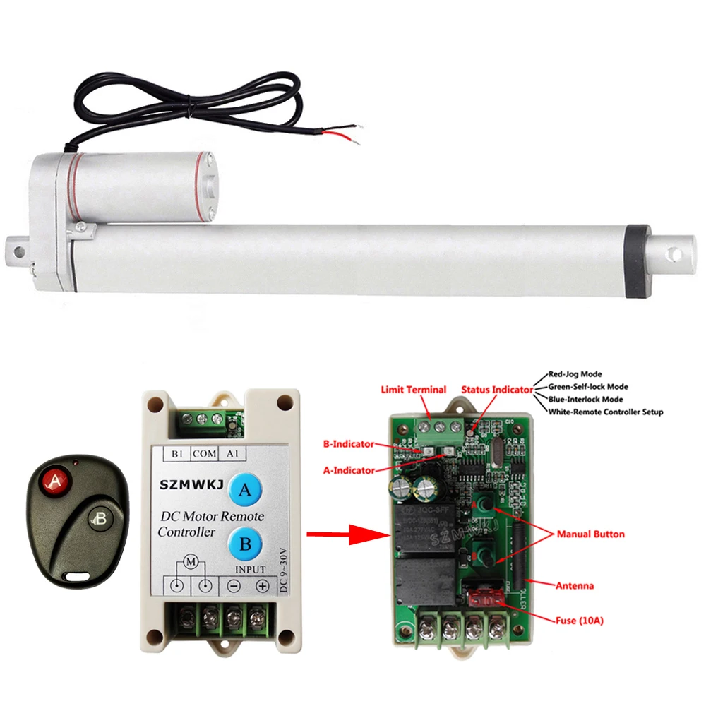 

Heavy Duty 14" 350mm Stroke Linear Actuator W/ Switchable Wireless Control Kit - 1500N=150KG 330lbs Max Lift 12V Electric Motor