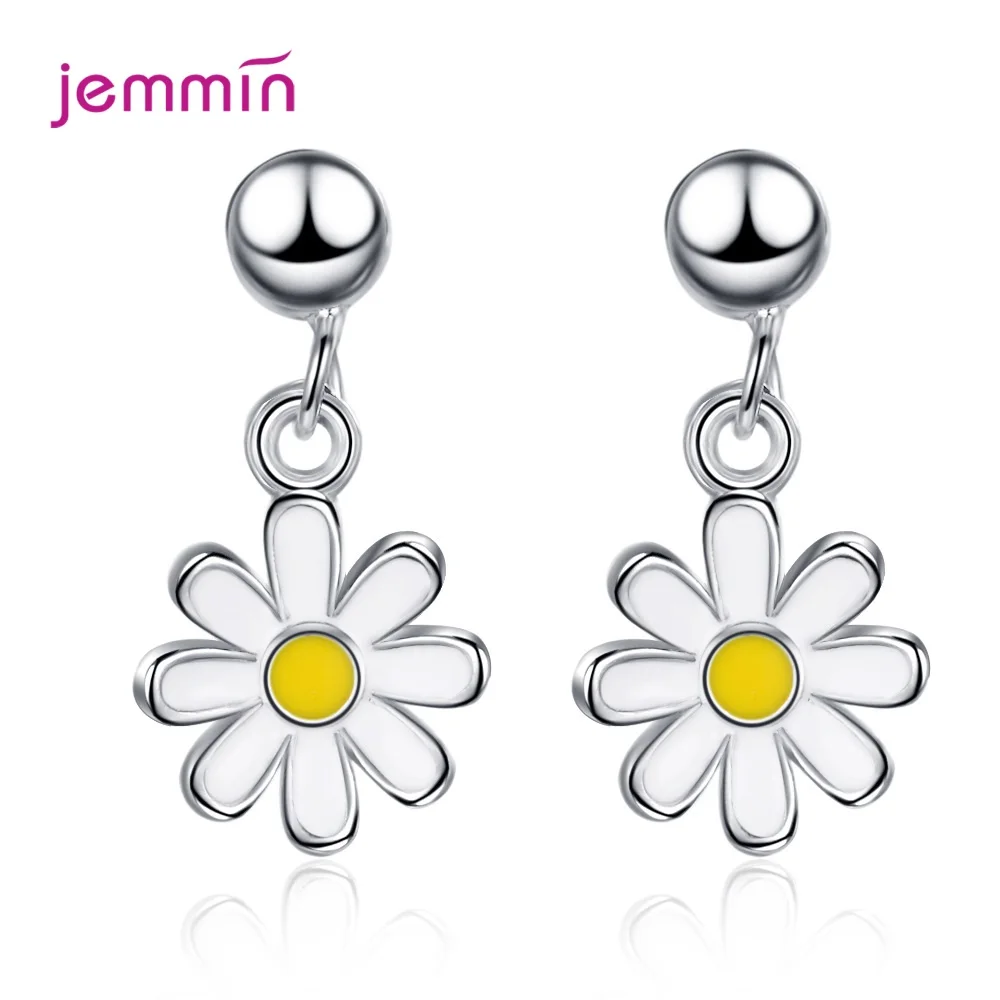 

Spring Summer 925 Sterling Silver Fashion Elegant Simple Sunflower Shape Drop Dangle Earrings for Women Girls Best Birthday Gift