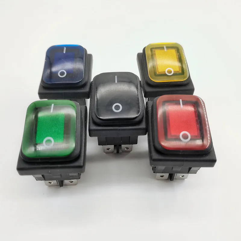 Kcd4 20A / 125V 16A / 250V 4-контактный DPST IP67 море светодиодный Водонепроницаемый рокер Мощность переключатель с светодиодный 12V 220V 30x22