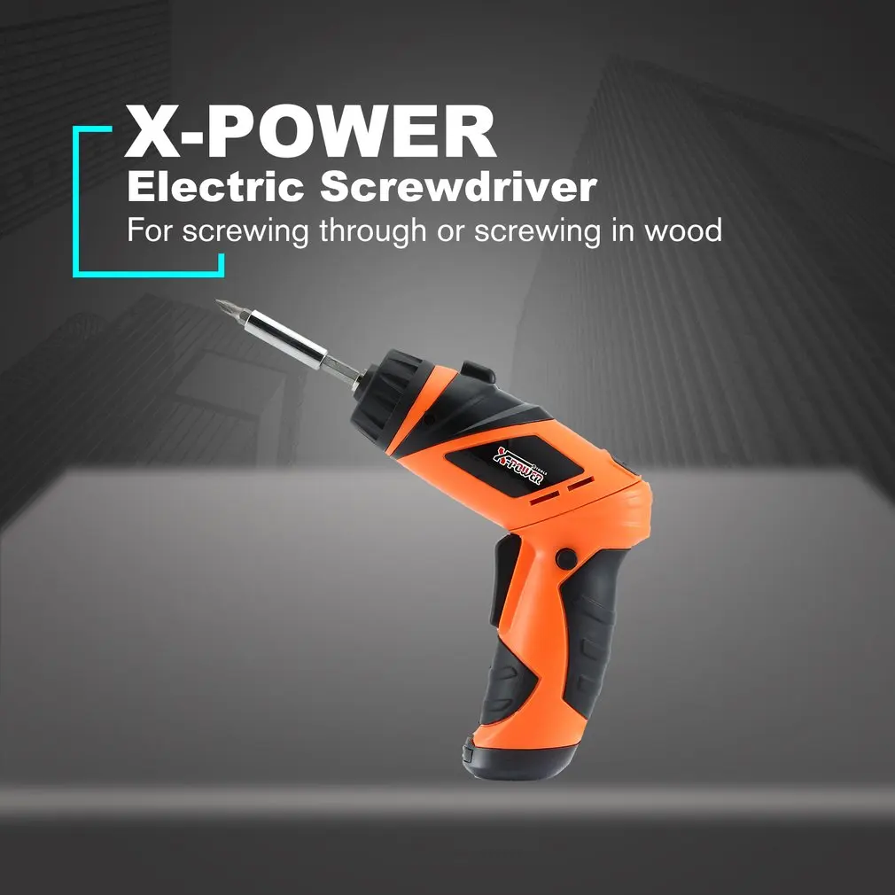 X-power 6V Cordless Electric Screwdriver Bits kit with LED Lighting Wireless Screw Power Driver Drill Power Tools