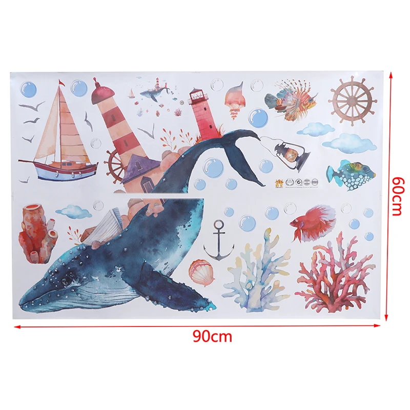 Наклейка на стену с большим Китом из мультфильма ПВХ 3D художественные Стикеры