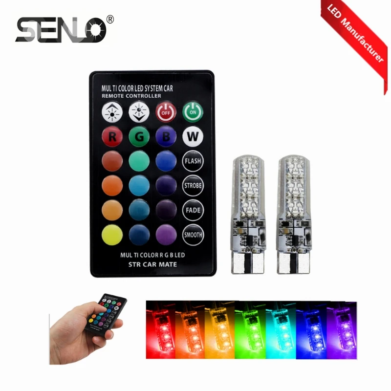 Новый RGB цветной изменяющий t10 w5w светодиодный Canbus без ошибок wy5w 2825 2880sw 168 194 192 501 5w5