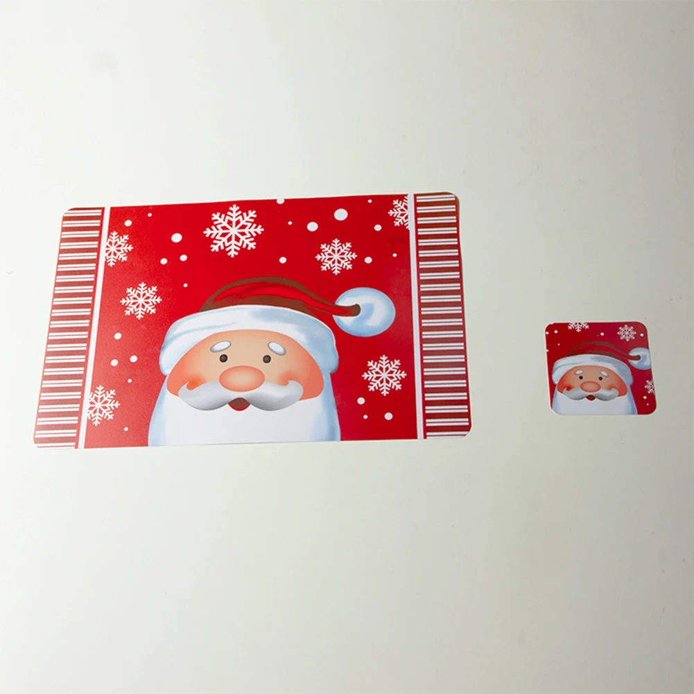 

Kitchen Mats Waterproof Anti Slip PP Dishes Set Of 6 Place&Coasters Snowman