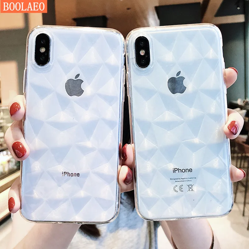 Цветной чехол с 3D алмазной текстурой для iPhone 6 6s 7 8 Plus мягкий телефона 11 X XR XS Max