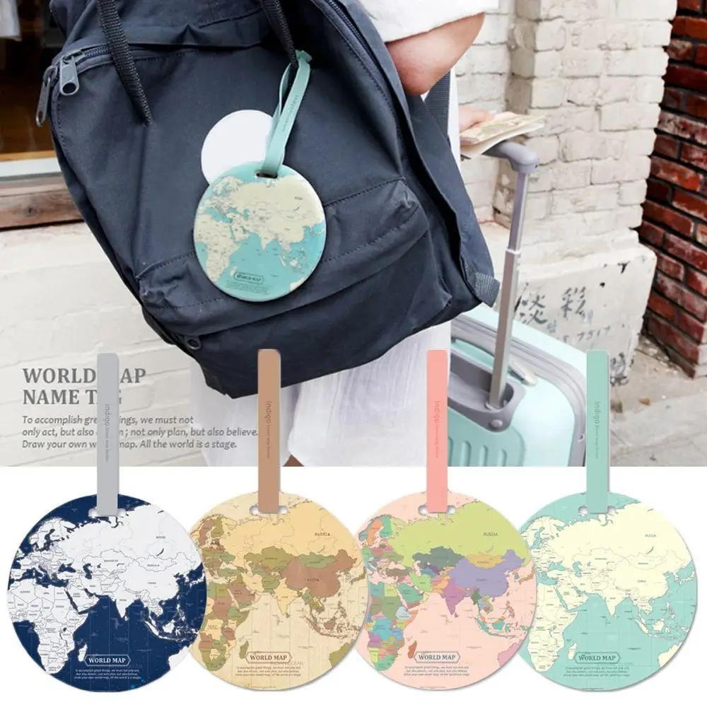 

Creative Map Luggage Tag Silica Gel Suitcase ID Name Address Holder Portable Label Baggage Boarding Tag Women Men Travel Accesso