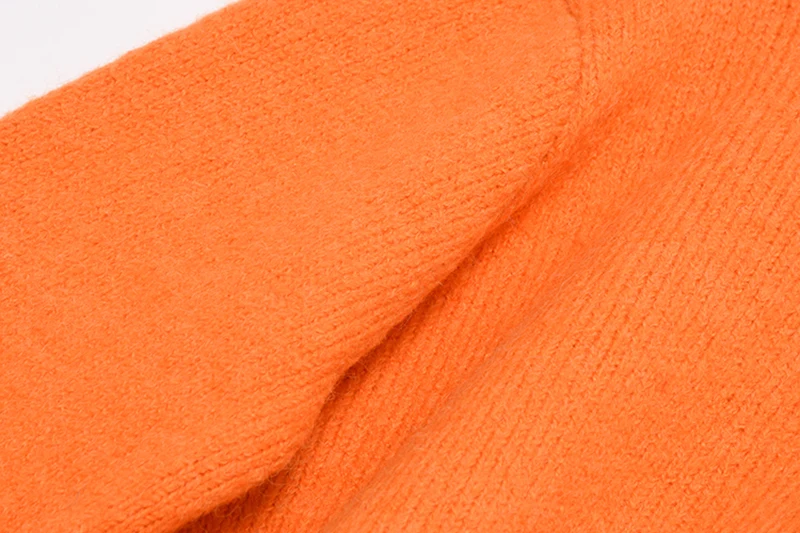 

[EAM] Orange Big Size Knitting Cardigan Sweater Loose Fit V-Neck Long Sleeve Women New Fashion Tide Autumn Winter 2021 1DD1898