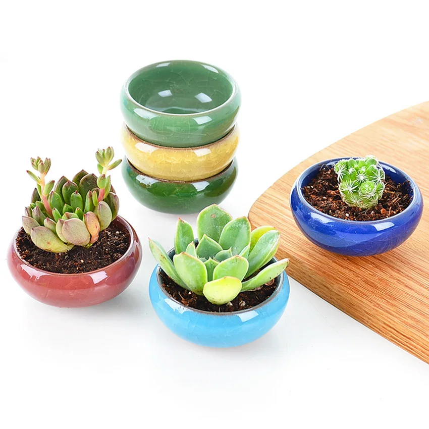

Retro Mini Ceramic succulent Plant Pot Cactus bonsai Pot Flower Pot Container Planter garden decoration flower Planting pot