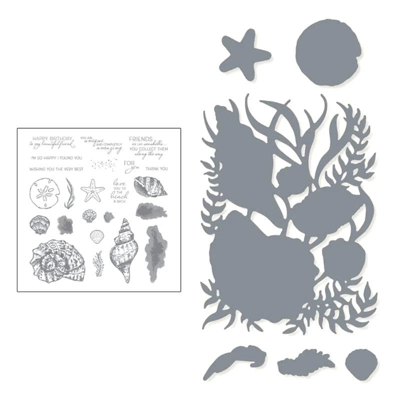 

M76D Shell Conch Seal Stamp with Cutting Dies Stencil DIY Scrapbooking Embossing Photo Album Decor Paper Card