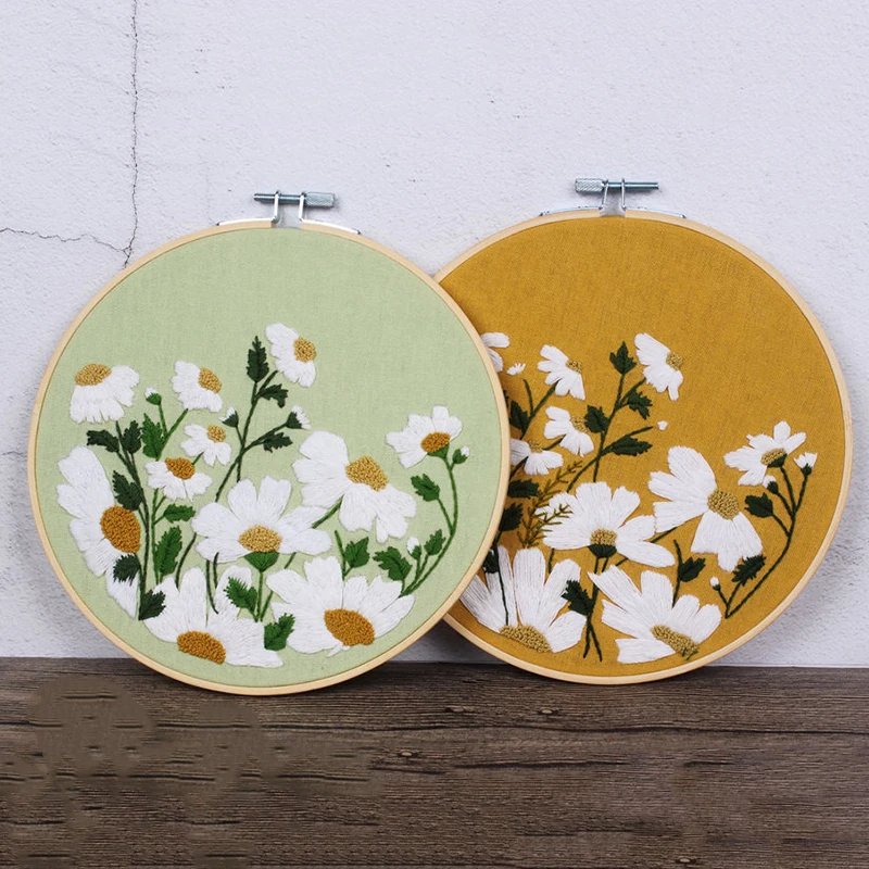 

DIY Flowers Plants Pattern Embroidery Flower and Material Pack Kit Beginner Needlework Practice Kit Cross-stitch Flower