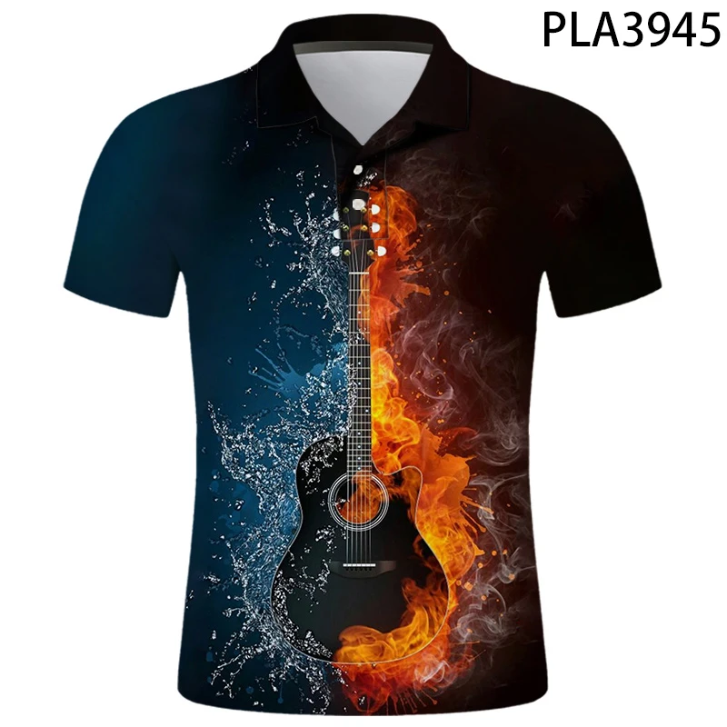 

3D принтованные летние Hombre Camisa De поло Harajuku топы мужская повседневная модная футболка с коротким рукавом гитары уличная футболка-поло Прохла...