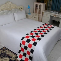 colorful grid modern bed runners simplicity throw runners home hotel decoration high grade blue cotton linen table runners