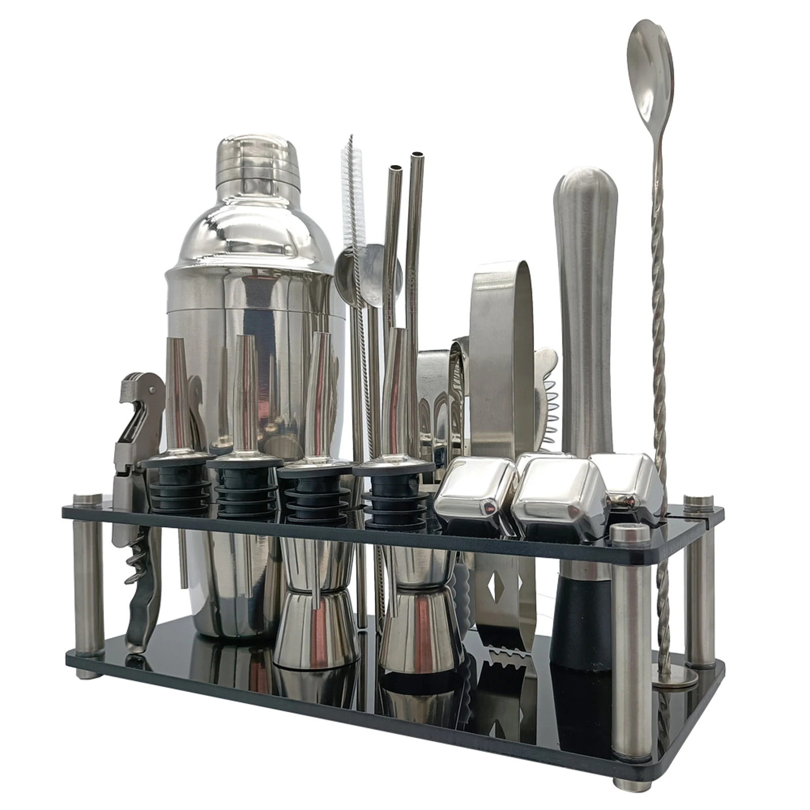 750 мл/550 мл нержавеющий барный коктейль шейкер набор посуды с стойкой для хранения