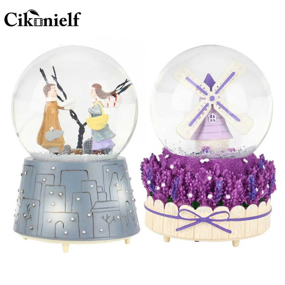 Снежный Музыкальный шар музыкальная шкатулка милый мультяшный хрустальный