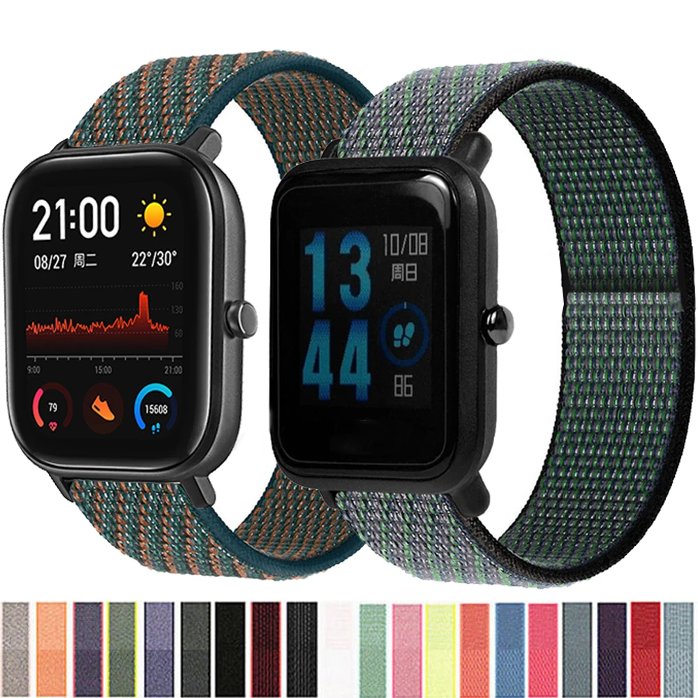 Ремешок нейлоновый 20 мм для Xiaomi Huami Amazfit Bip S U Pro/Bip Lite спортивный браслет GTS/GTS 2 Mini