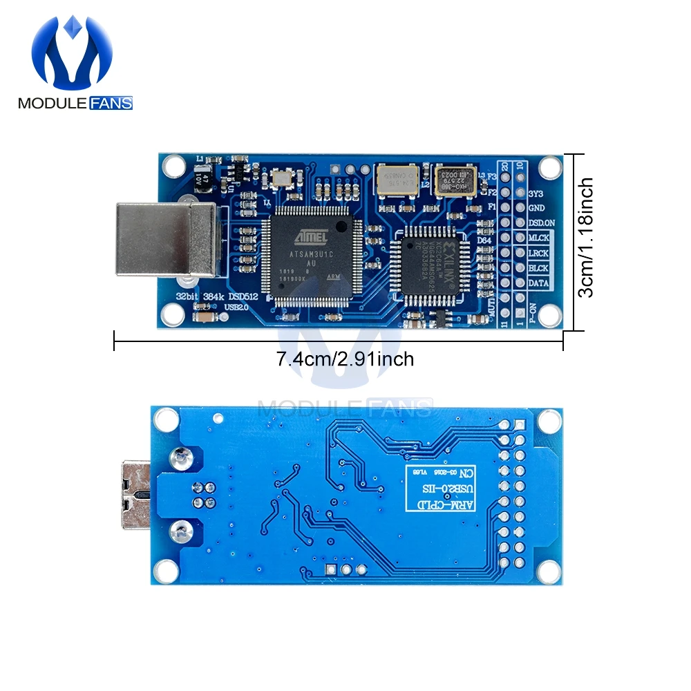 ATSAM3U1C XC2C64A DU1 USB в цифровой интерфейс IIS интерфейс ЦАП Декодер Плата Поддержка DSD512 32 бит 384K ies DSD выход для Amanero