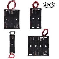 4pcs aa battery case holder with lead wire bundle 1 5v diy battery storage boxes tray 1234 slots in parallel black plastic