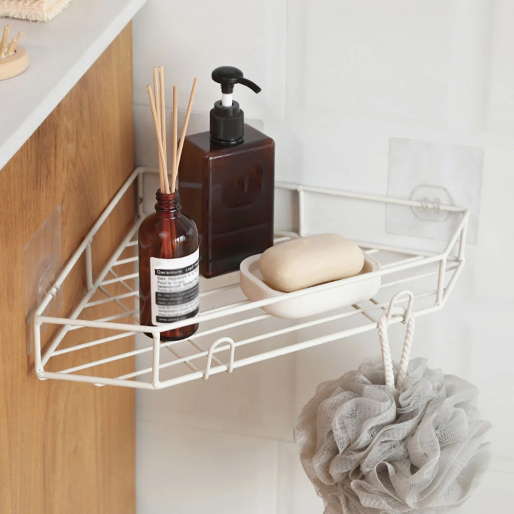 

Punch-Free Corner Shower Shelf Bathroom Shower Shampoo Shelf Holder Kitchen Storage Rack Organizer Wall Holder