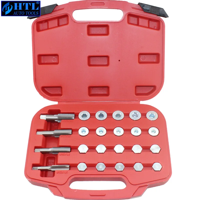 

64pc Top Quality Oil Drain Plug Sump Bolt Thread Repair Kit M13 - M20 Tap oil pan thread repair tool set Auto repair tool
