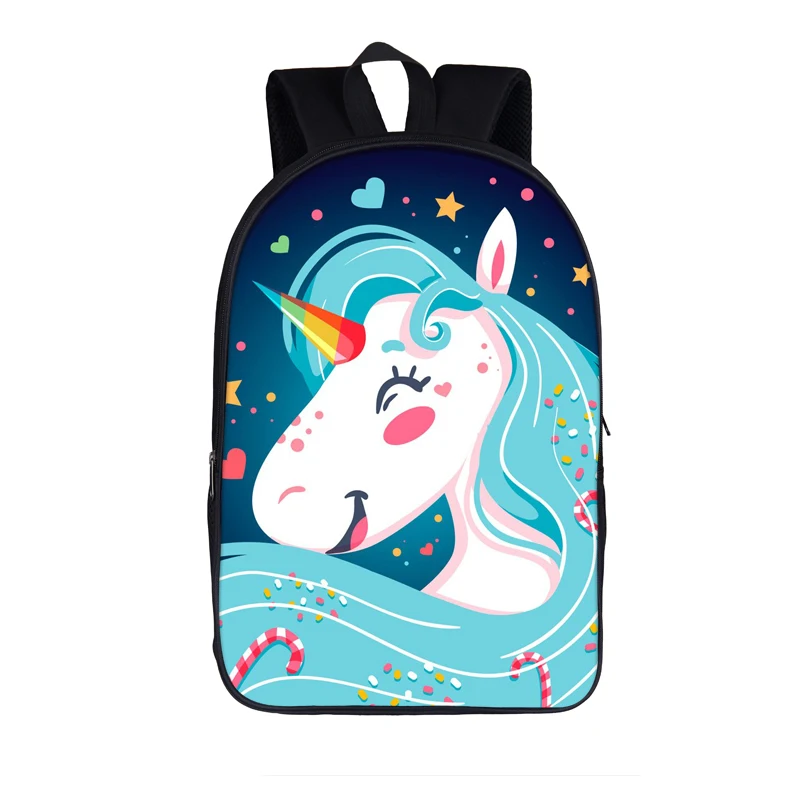 16unicornowl04 Рюкзак с единорогом для девочек-подростков и мальчиков; детские школьные сумки с рисунками животных; mochilas kawaii; Детские рюкзаки с оленями; школьная сумка с лошадью - Цвет: 16unicornowl04