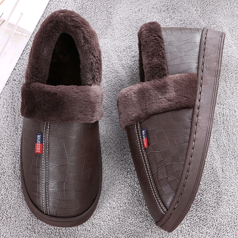 

2021 Men's Slipper Solid Color Autumn And Winter Home Slipper For Men Warm Indoor Bead Room Slides Women Stripe Cotton Slippers