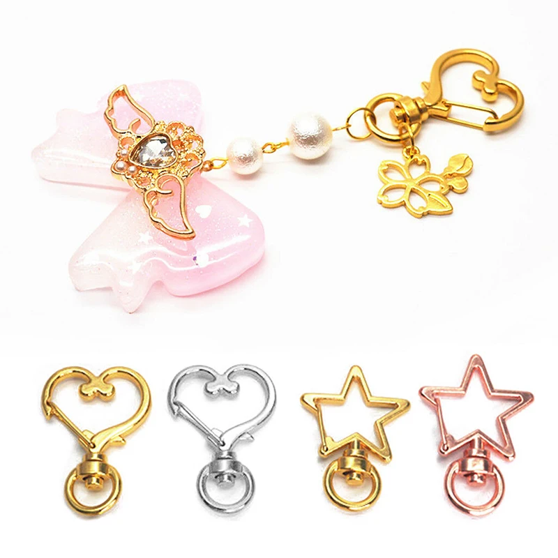 10Pcs/Lot Super Cute Star Heart Cat Animal Flower Hollow Key Chain Ring keychain DIY Accessories Lobster Clasp 2021 New | Украшения и