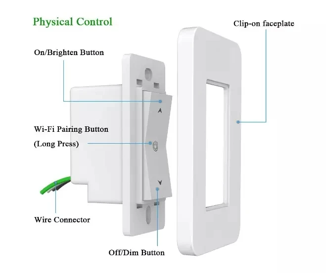 Умный настенный Wifi выключатель света диммер стандарт США работает с Alexa Google Home