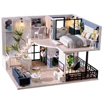 cutebee diy dollhouse wooden doll houses miniature doll house furniture kit casa music led toys for children birthday gift l32