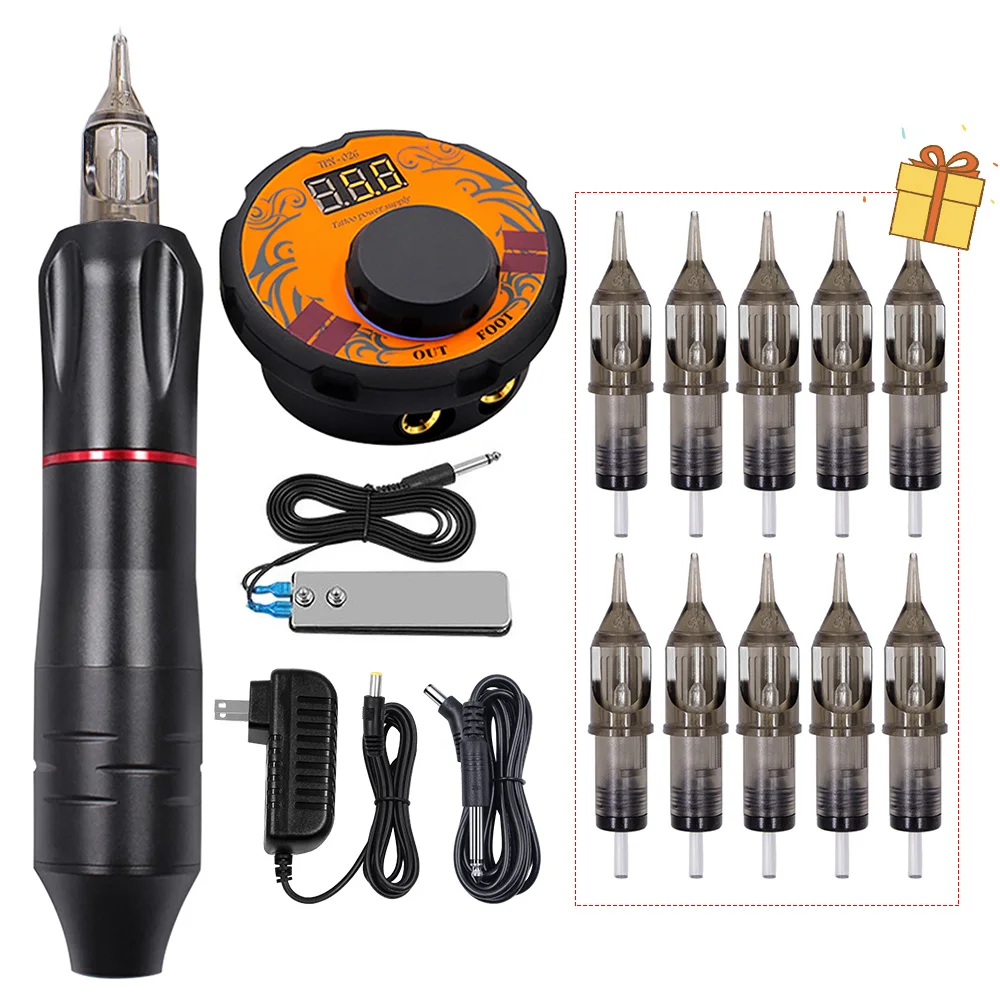 

Tattoo Machine Set Kit Complete Rotary Pen Set Tattoo Cartridge Needles for Permanent Makeup Eyebrow Tattoo Body Artist
