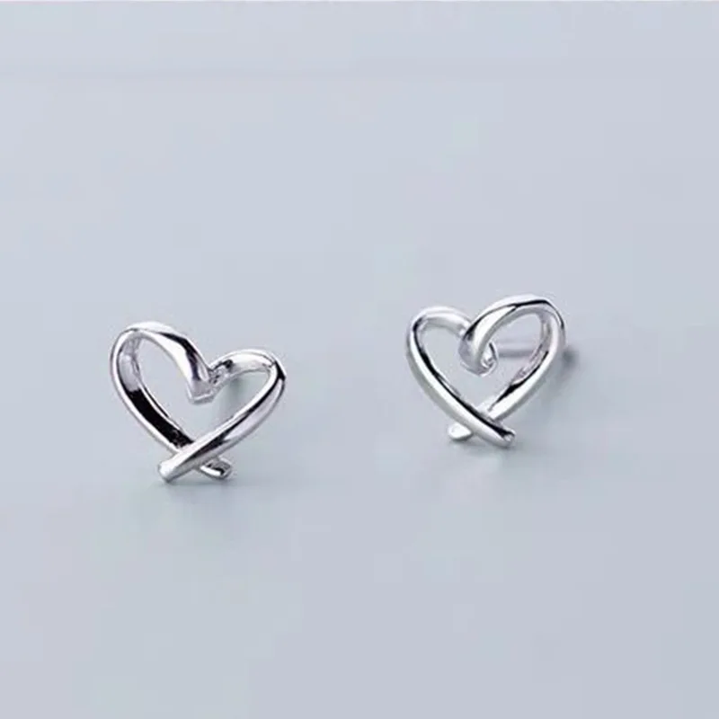 

Fashion Silver Color Stud Earrings For Women Simple Heart Trendy Jewelry Accessories Korean Heart Earrings Wedding Jewelry