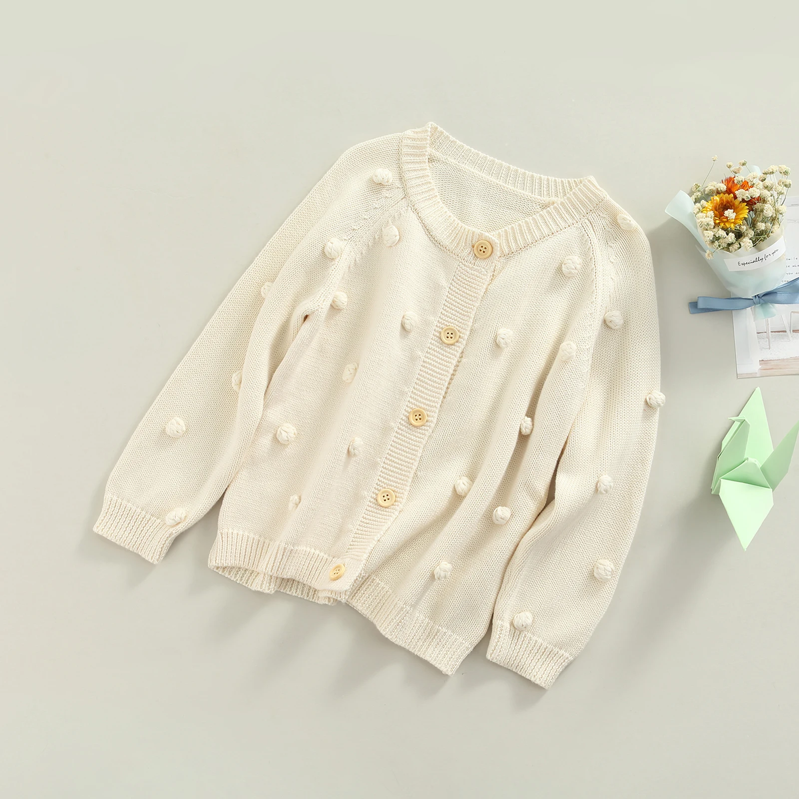 Детский вязаный кардиган с длинным рукавом на пуговицах | Свитера