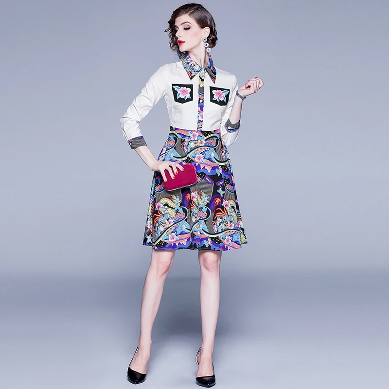 Женское модельное платье с длинным рукавом VERHELLEN элегантное отложным воротником