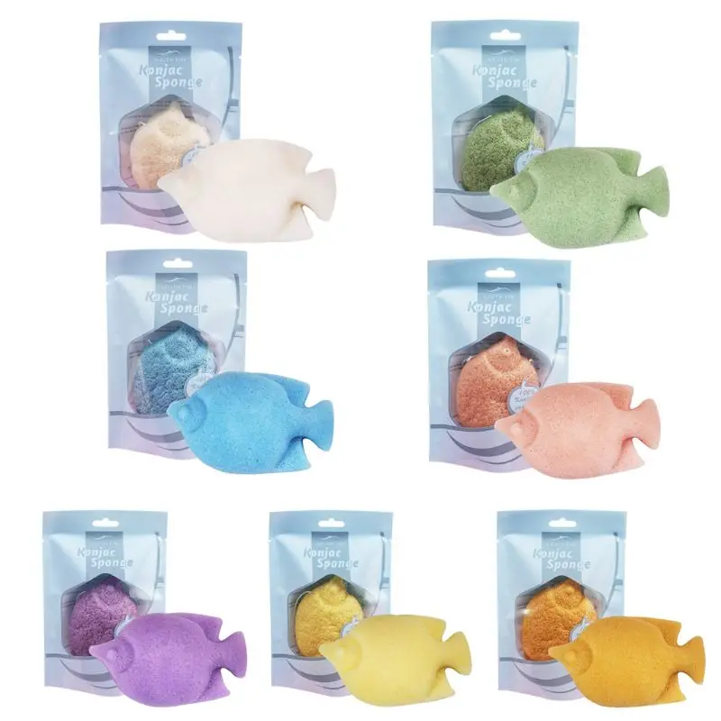

Natural Konjac Sponge Cute Tropical Fish Shaped Facial Puff Face Wash Exfoliator Deep Cleansing Pad Beauty Makeup Tool 7 Colors