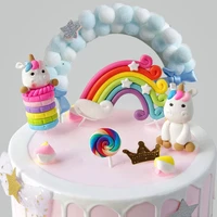 rainbow cake toppers unicorn cloud egg balloon cake flag decor kid birthday party cupcake dessert topper wedding unicorn party