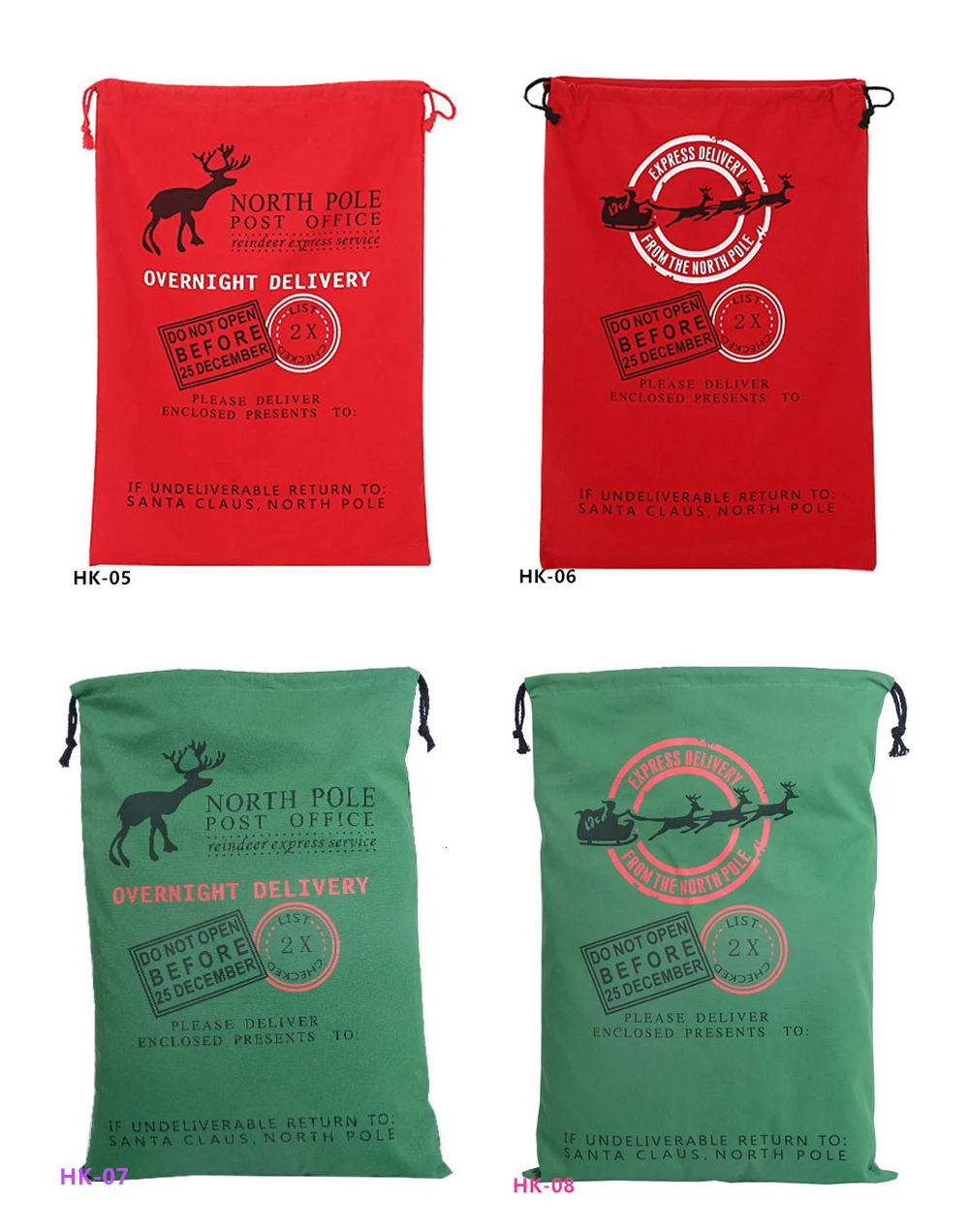 44 Styles Christmas Santa Sacks 1pc Drawstring Canvas Santa Sack Xmas Canvas Bag Hot Sale Big Santa Claus Gift Bag Drop Shipping