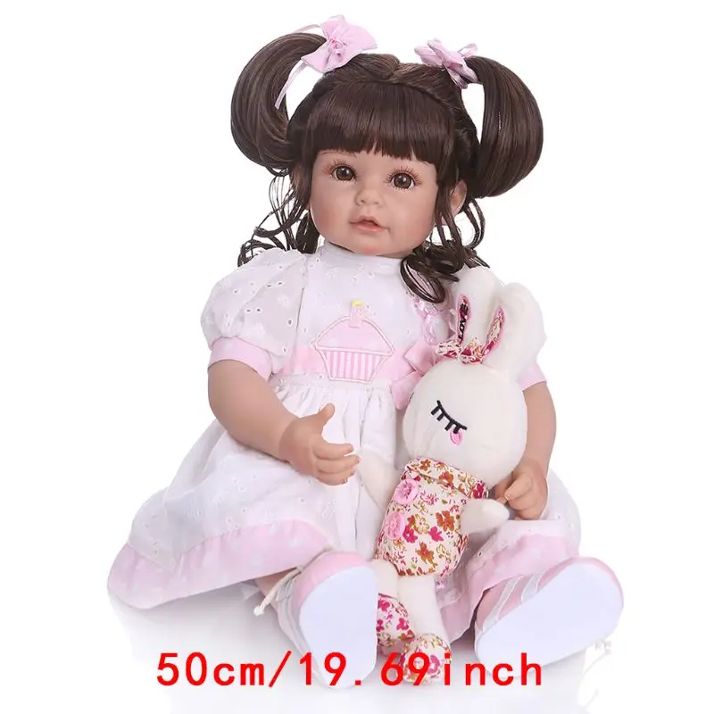 

50cm Reborn Doll Realistic Soft Silicone Vinyl Newborn Babies Girl Princess Rabbit Toy Clothes Lifelike Handmade Gift