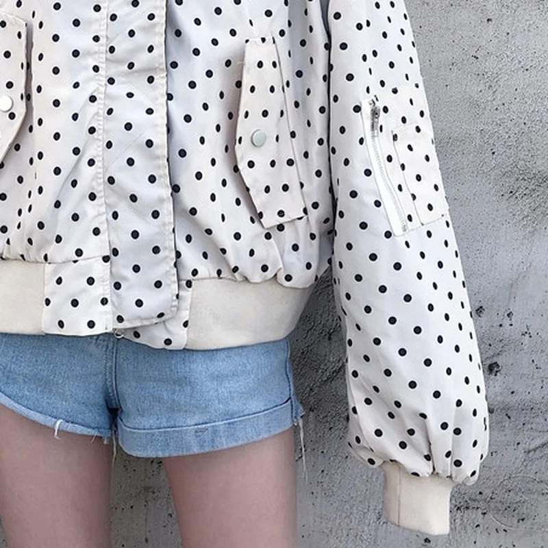 

Basic Jackets Women Casual Daily Female Coats Two Side Clothes Polka Dot Design Fashion Ulzzang All-match Spring Ladies Outwear