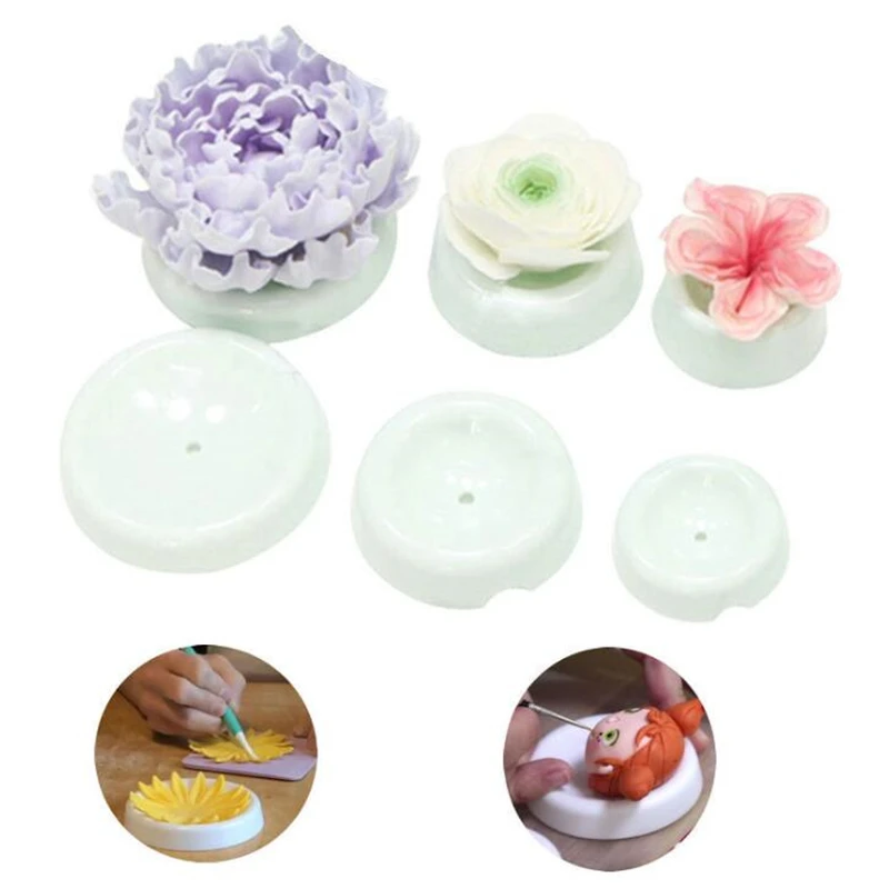 

White 6pcs button-shaped Fondant Flower Molding Drying Mold Fondant Forming Cups Dry Gumpaste Icing Decorating Kit Tools