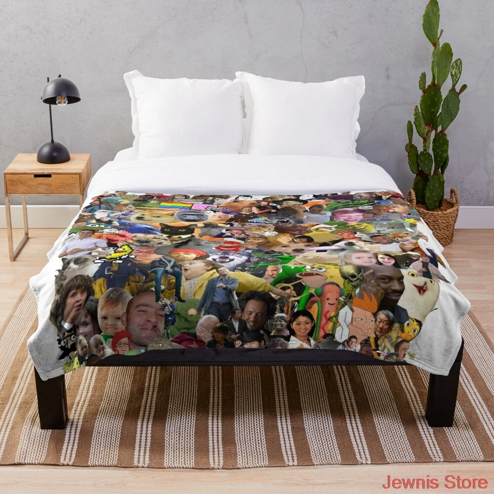 Meme Collage Decke Fleece Plüsch Decken auf dem Bett/Sofa Schlafen Abdeckung Bettwäsche Wirft Bettlaken für Kinder Erwachsene