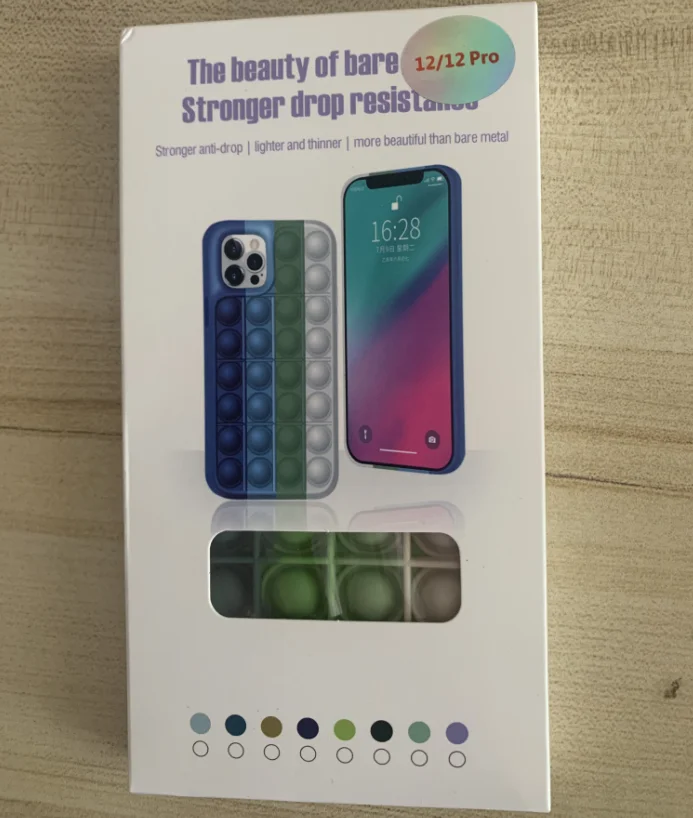 

Relive Stress Pop Fidget Toys Push It Bubble Silicone Phone Case For Iphone X XR XS 11 12 Pro Max Soft Cover