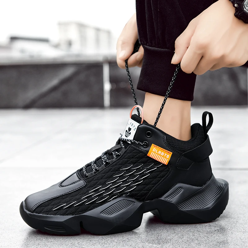 

Large Size Men Sneakers Thick Soles Lace Up Men Basketball Shoes High Top Men Running Shoes Zapatillas De Deporte Male Footwear