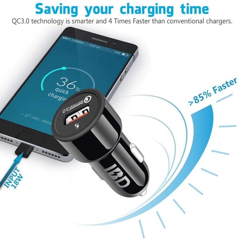 321 автомобильное зарядное устройство 18 Вт USB QC3.0 быстрое адаптер для iPhone 11/7 Plus/6S