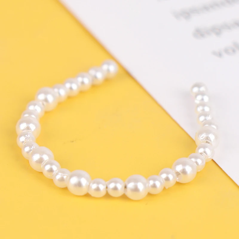 

1Pc 1/12 Dollhouse Miniature Headband Doll Hair Accessories Pure Color Lattice Pearl Head Band Doll Decor